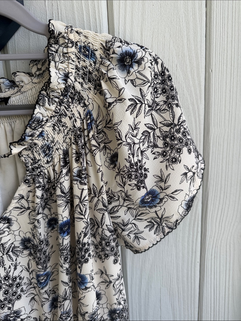 Talbots Cream Midi Dress with Navy Floral Print - Picture 3 of 6